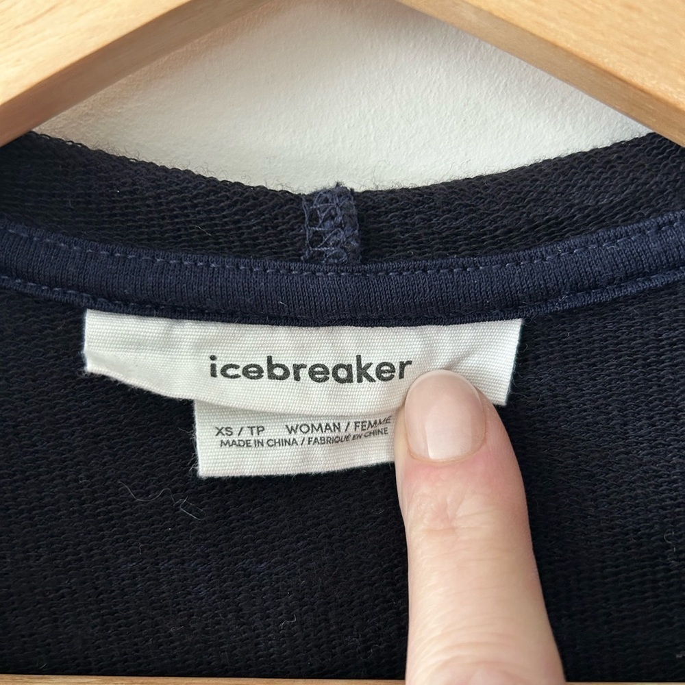 ICEBREAKER Central Classic Long Sleeve Zip Hoodie | Navy | XS | Merino Wool - Picture 4 of 9